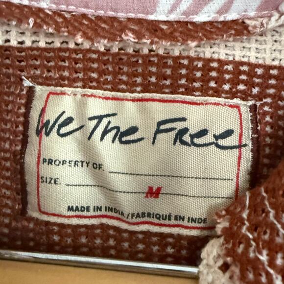 FREE PEOPLE | We The Free Del Mar Open Weave Brown Stripe Cabana Top | Medium - Picture 6 of 9